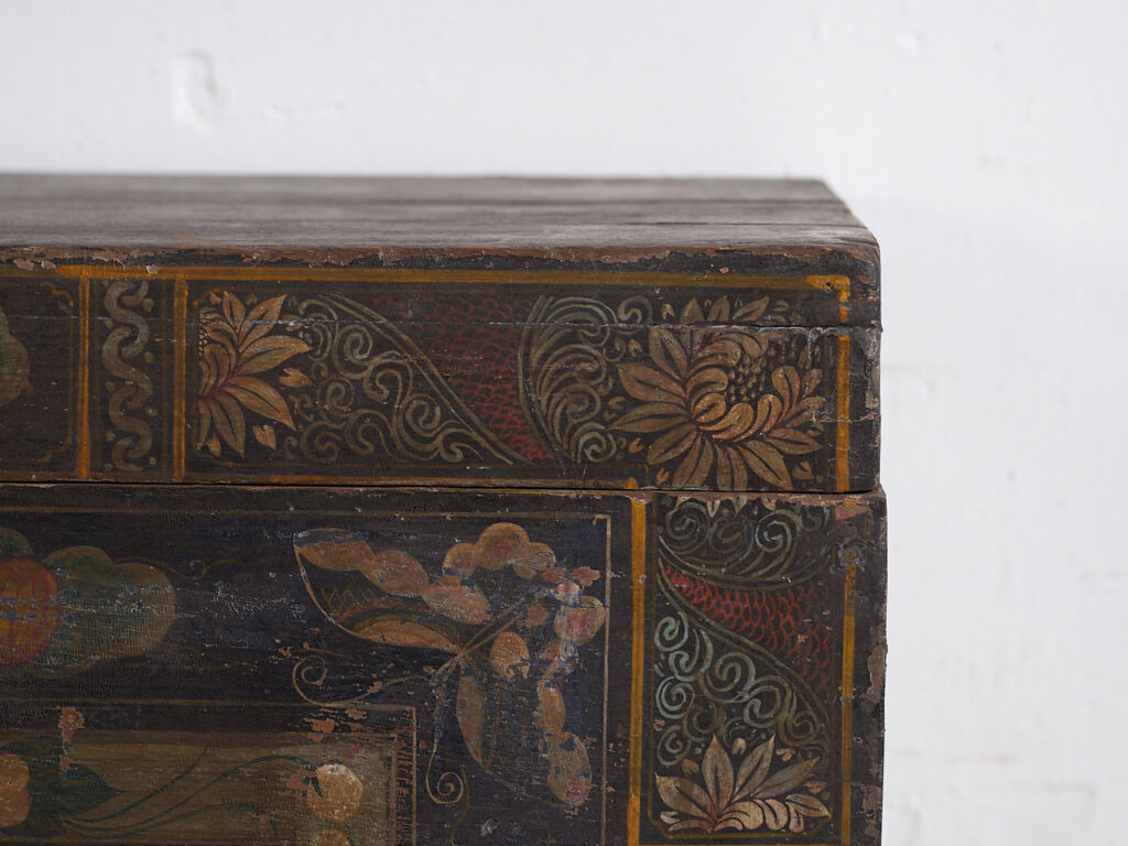 Antique opera chest with lotus flowers (China, c.1900) #12