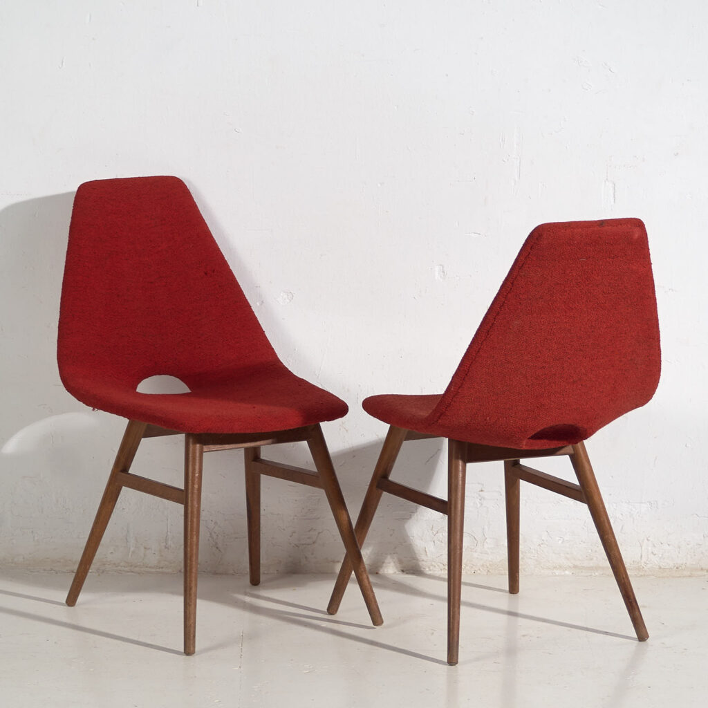 Chaises de style vintage rouge bordeaux (vers 1950). Ensemble 2 pièces #3