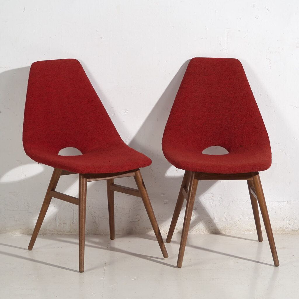 Chaises de style vintage rouge bordeaux (vers 1950). Ensemble 2 pièces #3
