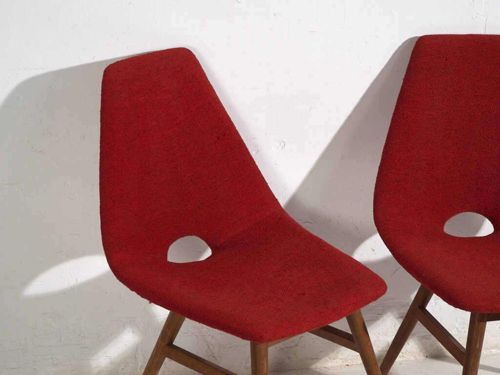 Chaises de style vintage rouge bordeaux (vers 1950). Ensemble 2 pièces #3