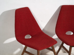 Chaises de style vintage rouge bordeaux (vers 1950). Ensemble 2 pièces #3