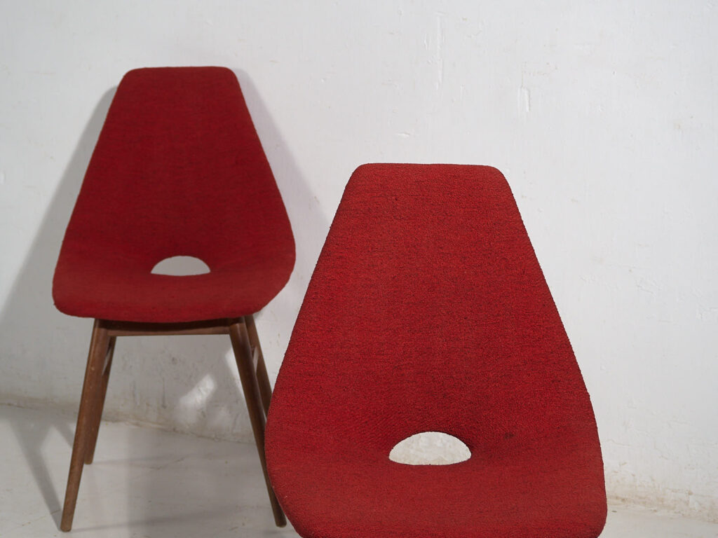 Chaises de style vintage rouge bordeaux (vers 1950). Ensemble 2 pièces #3