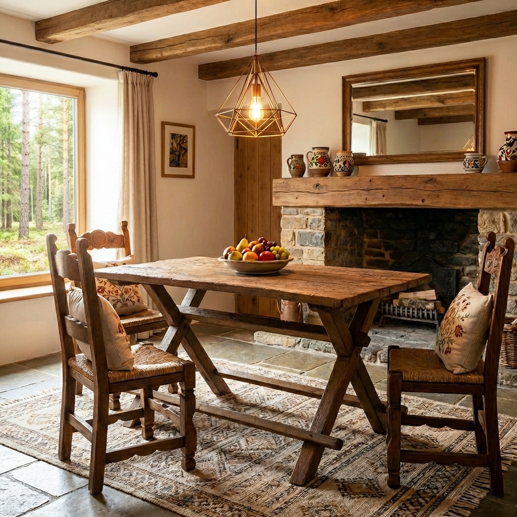 Antique dining table in X shape (c.1920) #16