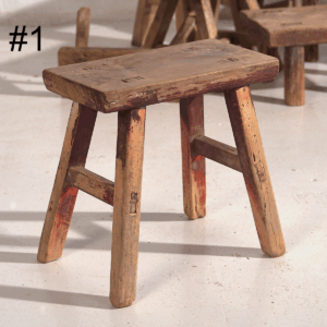 Taburete pequeño antiguo de color madera natural (c.1900)