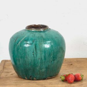 Jarrón antiguo de cerámica de color verde esmeralda (c.1820) #2