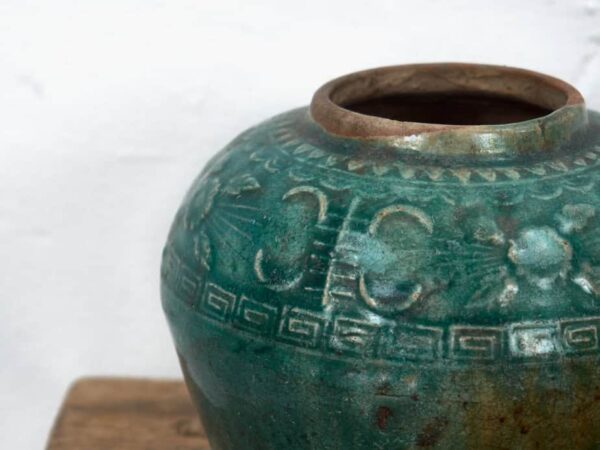 Vase chinois ancien en céramique vert émeraude (c.1820) #5