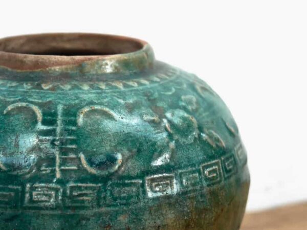 Vase chinois ancien en céramique vert émeraude (c.1820) #5