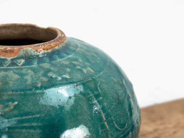 Jarrón antiguo de cerámica de color verde esmeralda (c.1820) #6