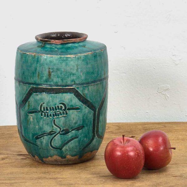 Turquoise green antique decorative vase (c.1820) #1