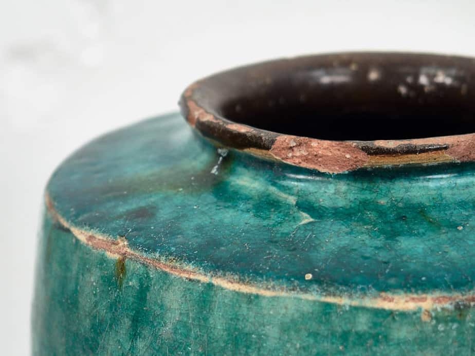 Jarrón antiguo decorativo de color verde turquesa (c.1820) #1