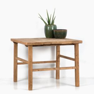 Mesa cuadrada de madera de olmo antigua (c.1900)