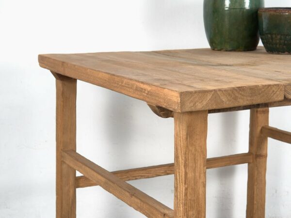 Mesa cuadrada de madera de olmo antigua (c.1900)