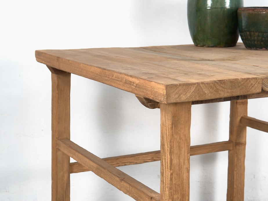 Reclaimed elm wood square table