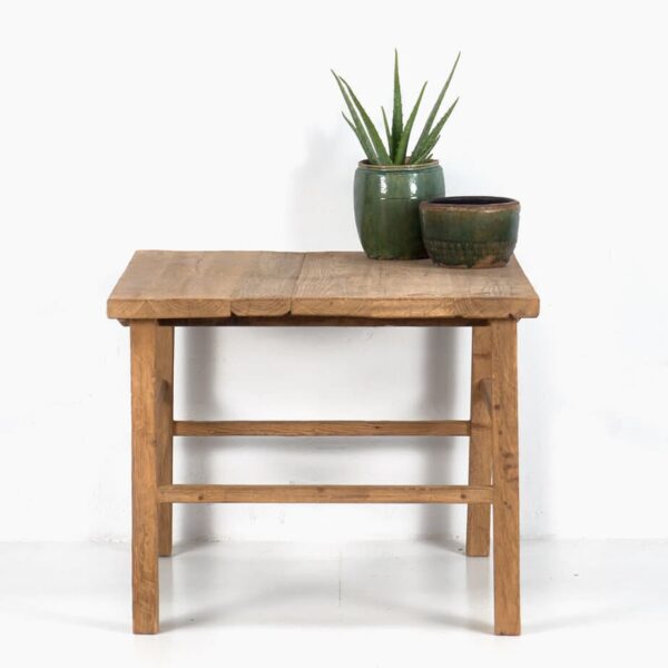 Mesa cuadrada de madera de olmo antigua (c.1900)