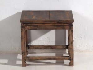 Solid Antique Wood Square Side Table