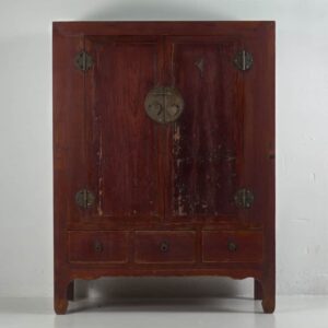 Antique Burgundy Red Wardrobe (China, c.1900)