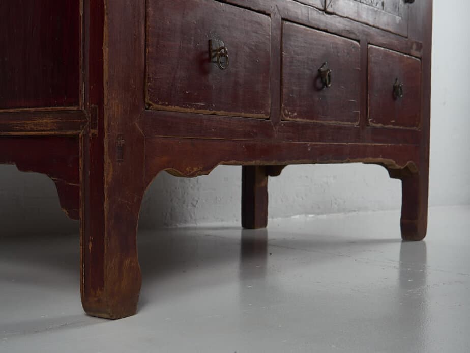 Antique Burgundy Red Wardrobe (China, c.1900)
