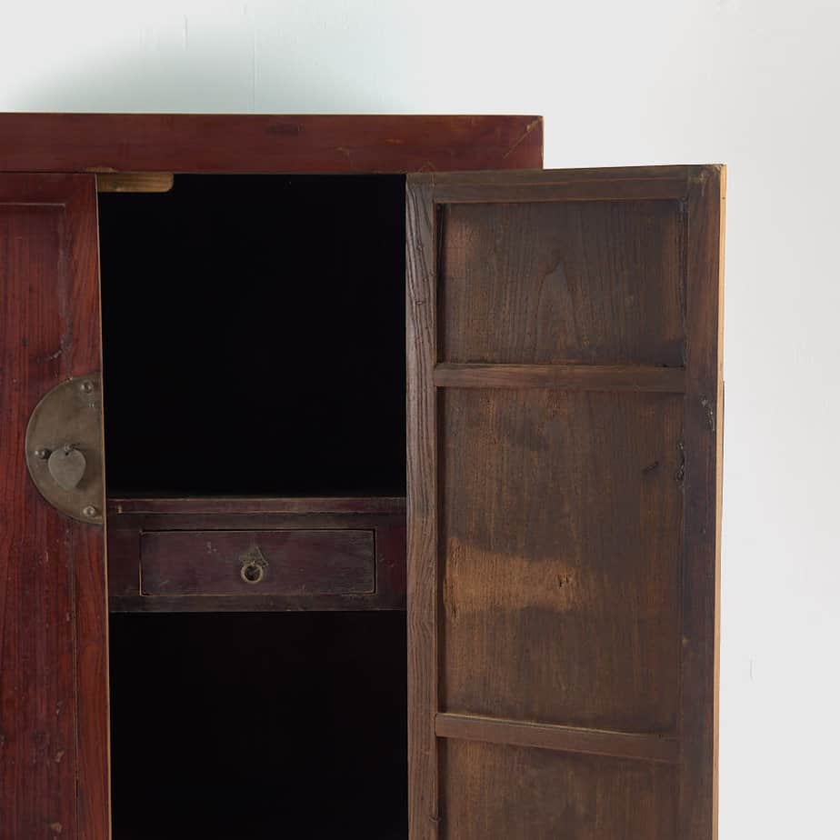 Antique Burgundy Red Wardrobe (China, c.1900)