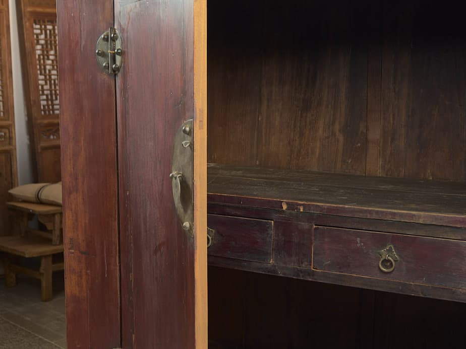 Antique Burgundy Red Wardrobe (China, c.1900)