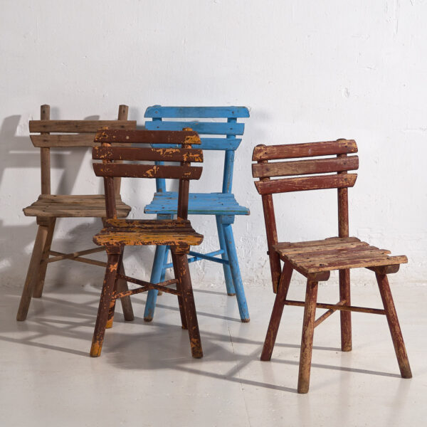 Sillas infantiles antiguas (c.1920). Conjunto de 4 piezas #1