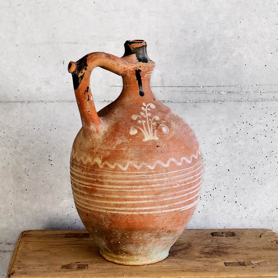 Jarrón decorativo antiguo de cerámica (Turquía, c.1850)