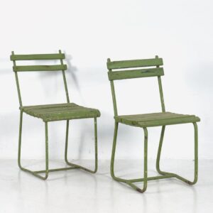 Set de cuatro sillas de jardín vintage de color verde (Francia, c.1950)