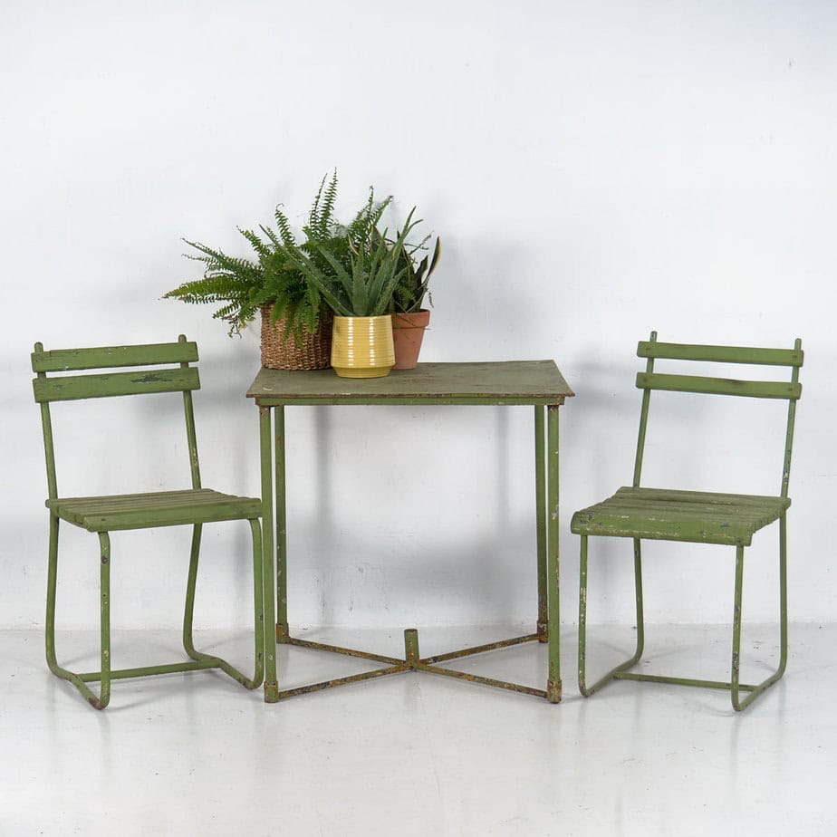 Conjunto de mesa y sillas de jardín antiguas (c.1900). Conjunto de 5 piezas