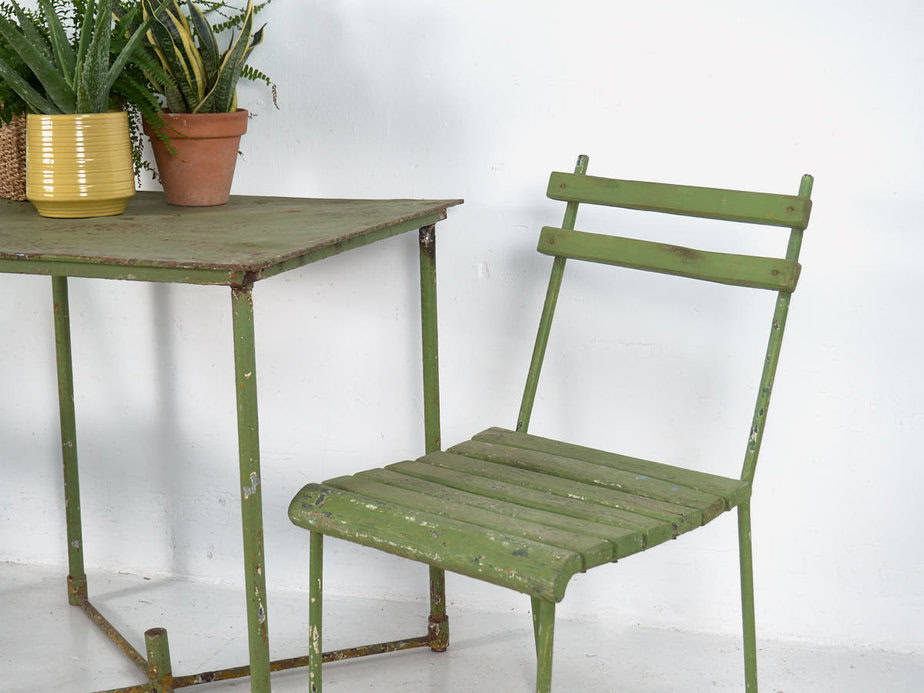 Conjunto de mesa y sillas de jardín antiguas (c.1900). Conjunto de 5 piezas