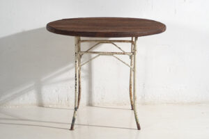 Mesa redonda antigua exterior de metal (Francia, c.1900)