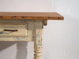 Mesa antigua blanca de madera maciza (Francia, c.1900)