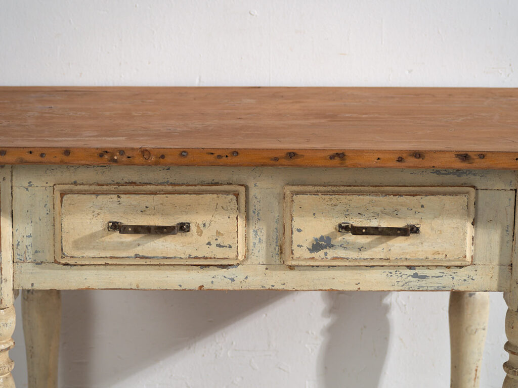 Mesa antigua blanca de madera maciza (Francia, c.1900)