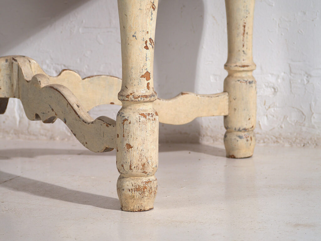 Mesa antigua blanca de madera maciza (Francia, c.1900)