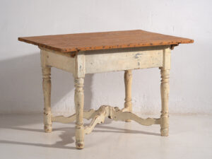 Mesa antigua blanca de madera maciza (Francia, c.1900)