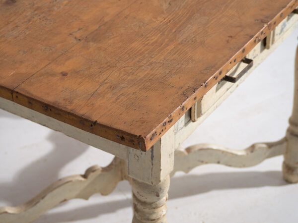 Mesa antigua blanca de madera maciza (Francia, c.1900)