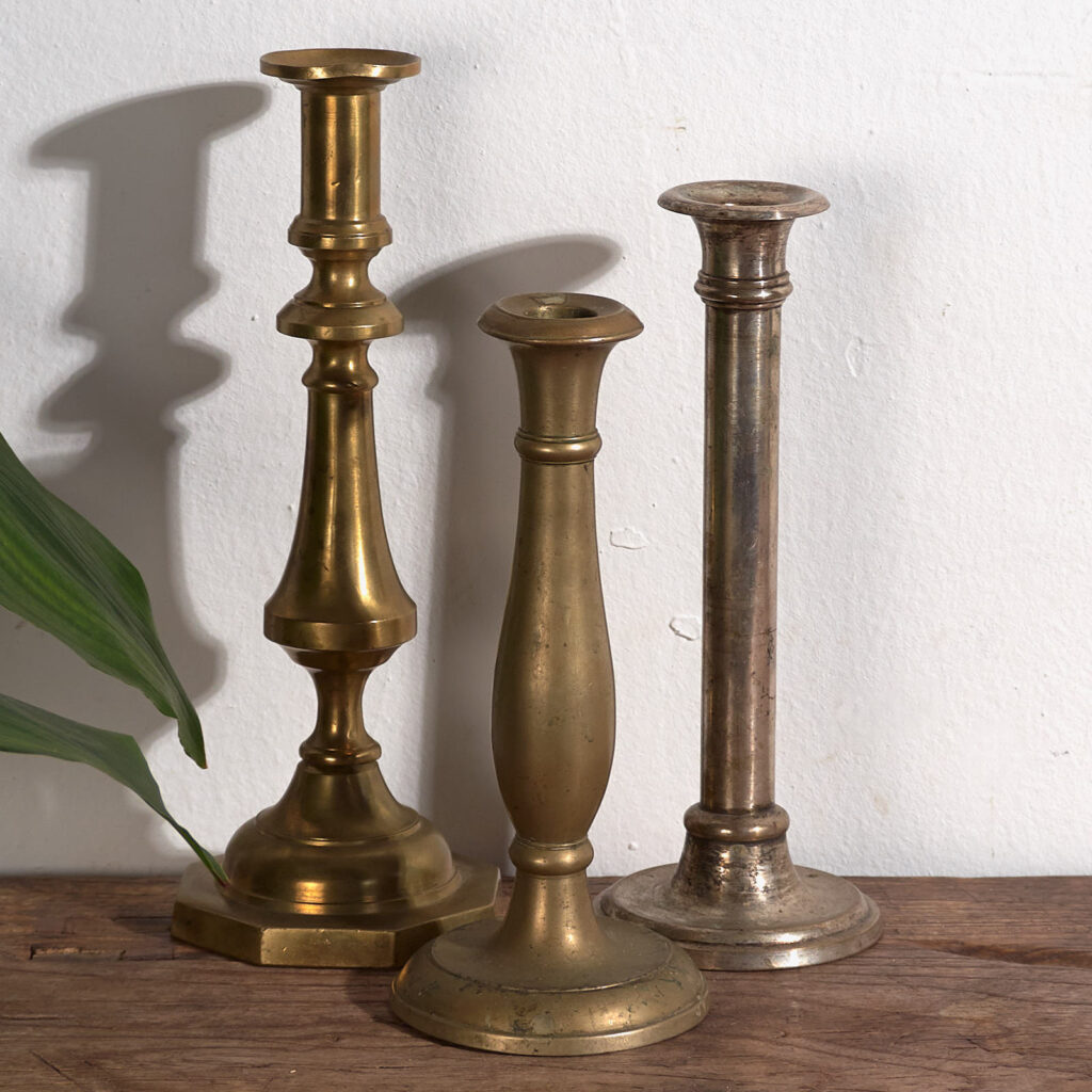 Antique brass candlesticks (c.1920). Set of 3 #11