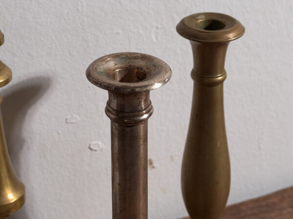 Candelabros antiguos de latón (c.1920). Conjunto de 3 piezas #11