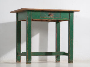 Mesa antigua verde de madera maciza de pino (c.1920)