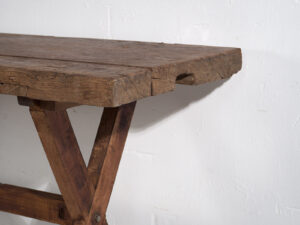 Mesa rústica antigua de madera maciza (c.1900)
