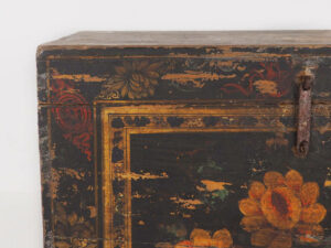 Chinese wooden chest with floral illustrations (China, c.1900) #3