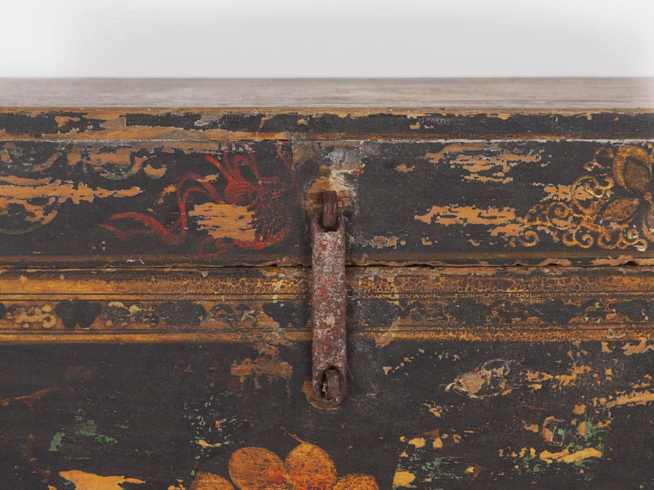 Chinese wooden chest with floral illustrations (China, c.1900) #3