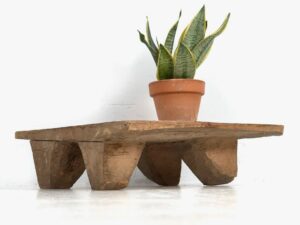 Mesa antigua cuadrada de madera maciza (c.1900) #9