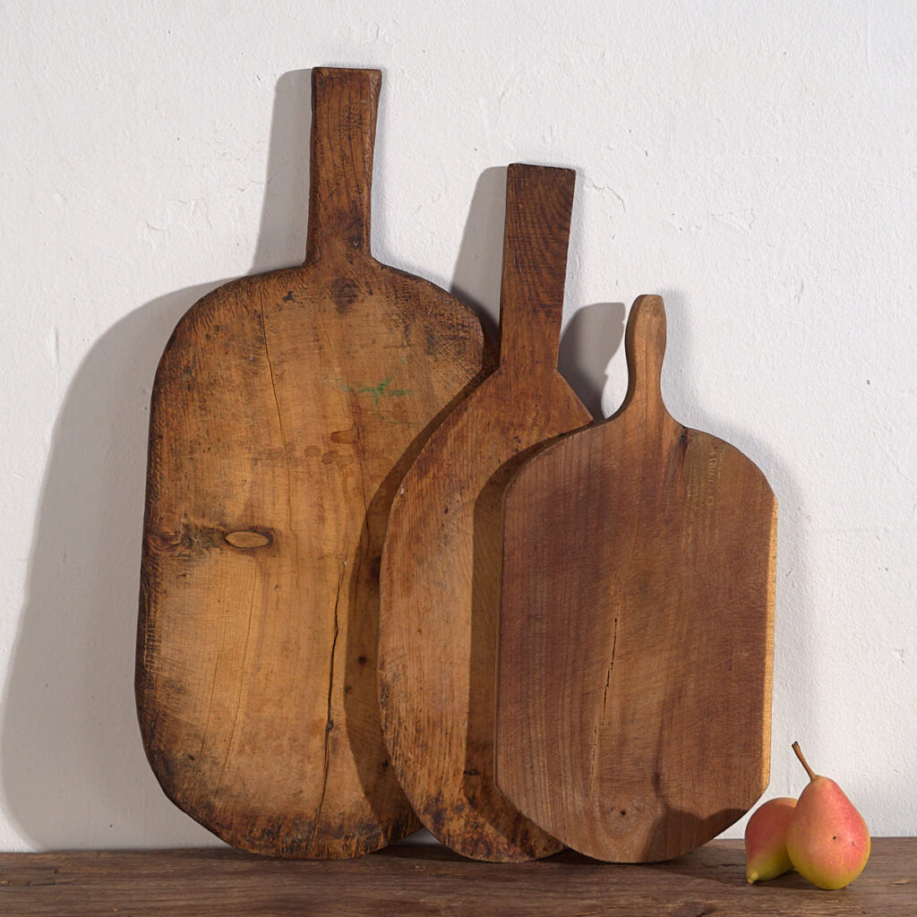 Tablas de cortar antiguas de forma ovalada (c.1920). Conjunto de 3 piezas #29