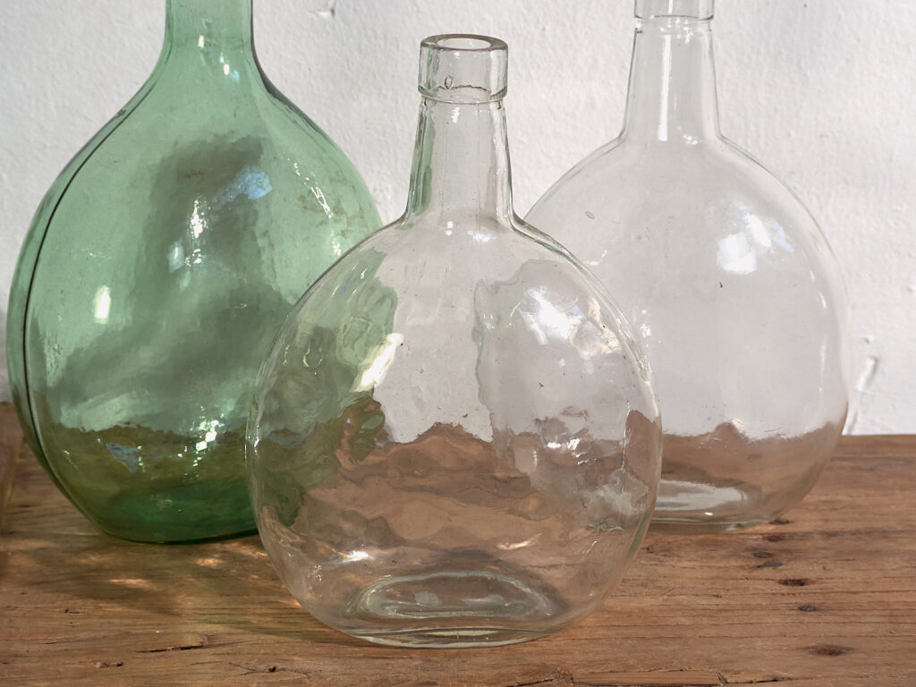 Antiguos floreros de vidrio (c.1920). Conjunto de 3 piezas #12