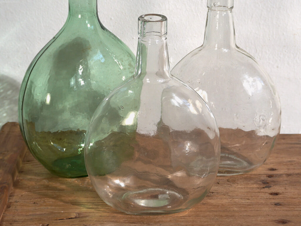 Antiguos floreros de vidrio (c.1920). Conjunto de 3 piezas #12