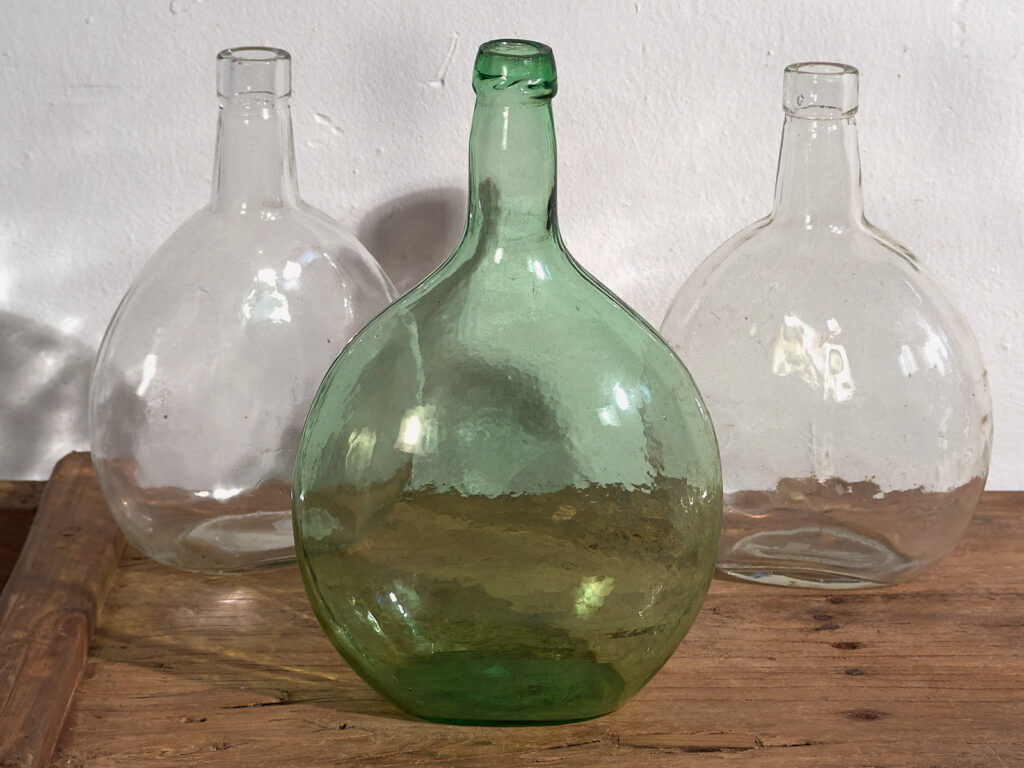 Antiguos floreros de vidrio (c.1920). Conjunto de 3 piezas #12