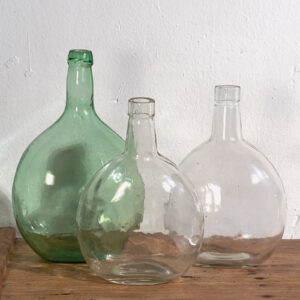 Antiguos floreros de vidrio (c.1920). Conjunto de 3 piezas #12