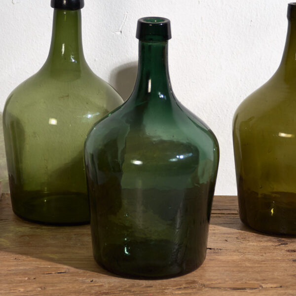 Damajuanas verdes antiguas (c.1920). Conjunto de 3 piezas #23