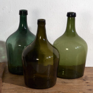 Damajuanas verdes antiguas (c.1920). Conjunto de 3 piezas #23