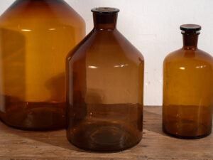 Botellas color ámbar antiguas (c.1920). Conjunto de 3 piezas #33