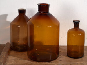 Botellas color ámbar antiguas (c.1920). Conjunto de 3 piezas #33